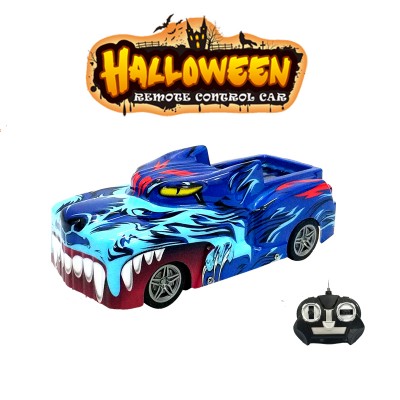 1:20 Children Lighted Ice Wolf Design Monster Model Truck Remote Control Halloween Toy RC Car Kids Toy