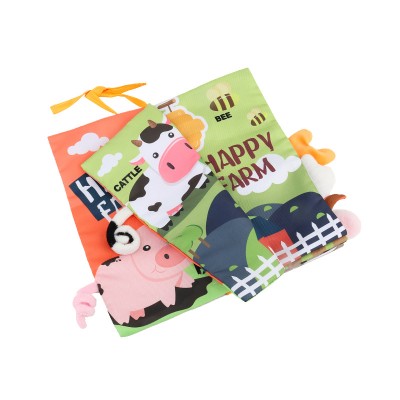 Cute Animal Nontoxic Washable Soft Story Educational Farm Baby 3D Cloth Books