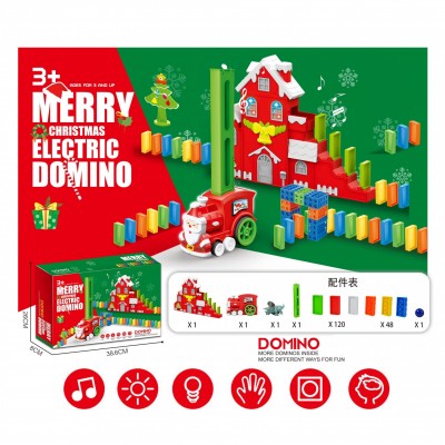 New For Kids Educational Toy Gift Children Merry Christmas Automatic Domino electric Train Set Game