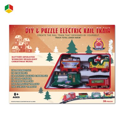 Christmas Railway Puzzle Battery Operated Track Train Lights And Music Rail Car Toys For Kids Holiday Gift