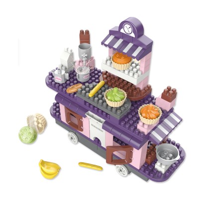 2020 New Learning Diy Bricks Toys Mini ice cream shop Building Blocks Assembly Kitchen Table Set For Girls