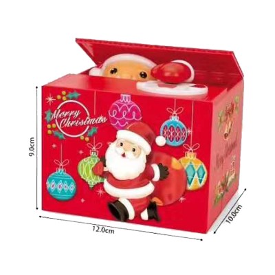 Christmas Creative Cartoon Quality Christmas Santa And Snowman Stealing Coin Money Electric Piggy Coin Bank