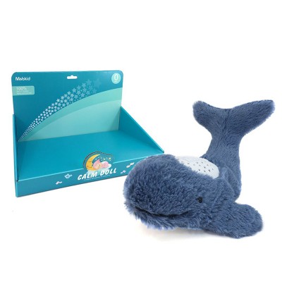 Sleep plush toys blue whale educational music rope flash calm doll