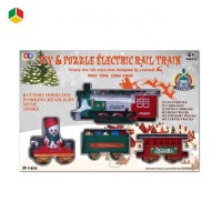 Kids Christmas Puzzle Battery Operated Railway Track Train Lights And Music Rail Car Toys For Holiday Gift