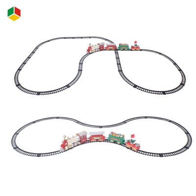 Kids Christmas Railway Puzzle Battery Operated Track Train Lights And Music Rail Car Toys For Holiday Gift Dedicated IC