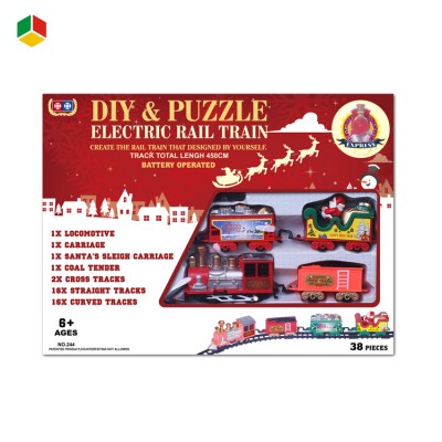 Christmas Puzzle Battery Operated Railway Track Train Music Rail Car Kids Toys For Holiday Gift